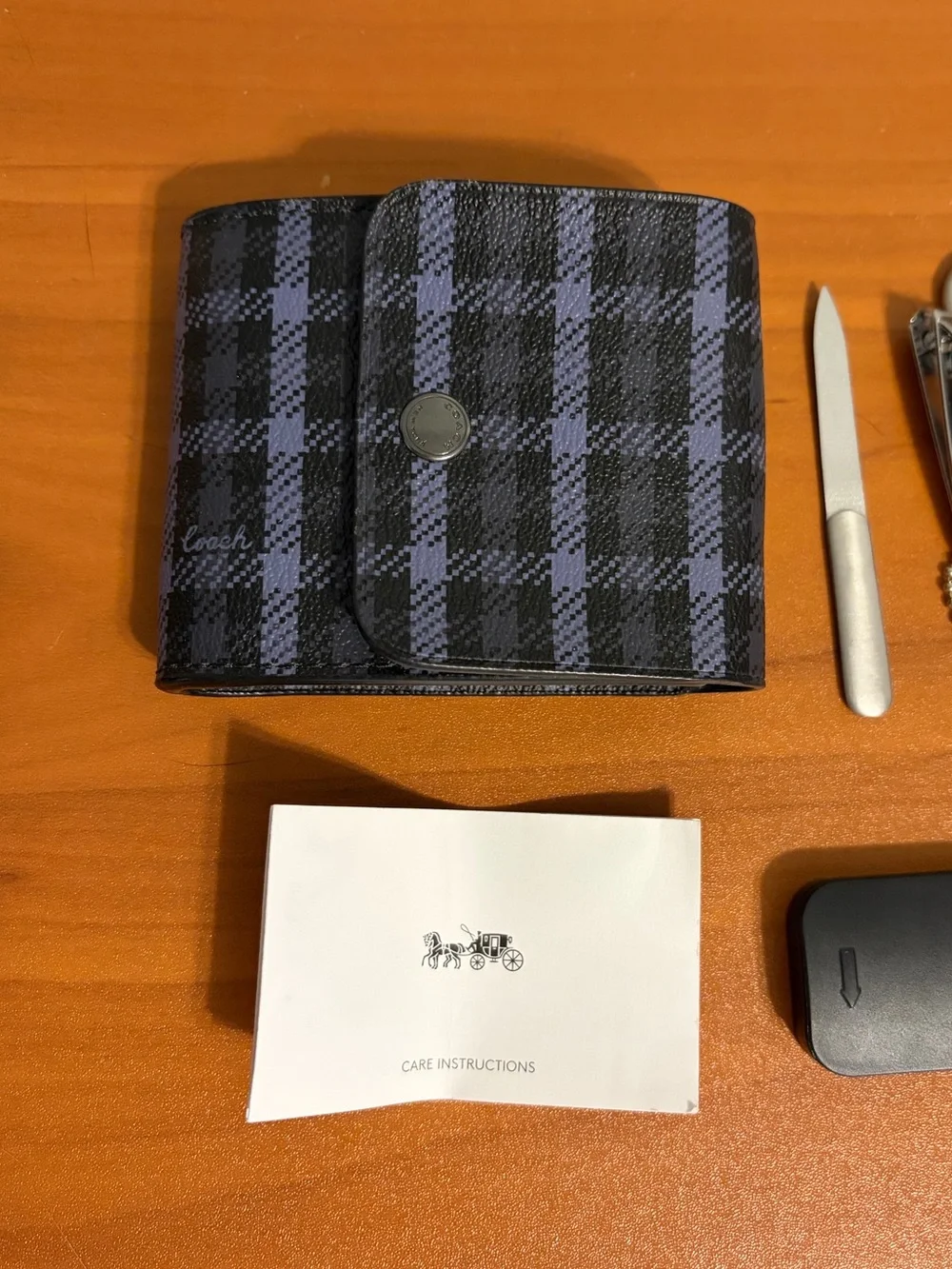 COACH Men's Grooming Travel Kit with Blue Plaid Case